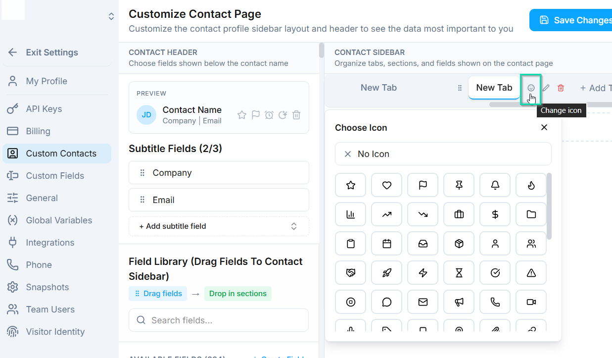 Assign icons
